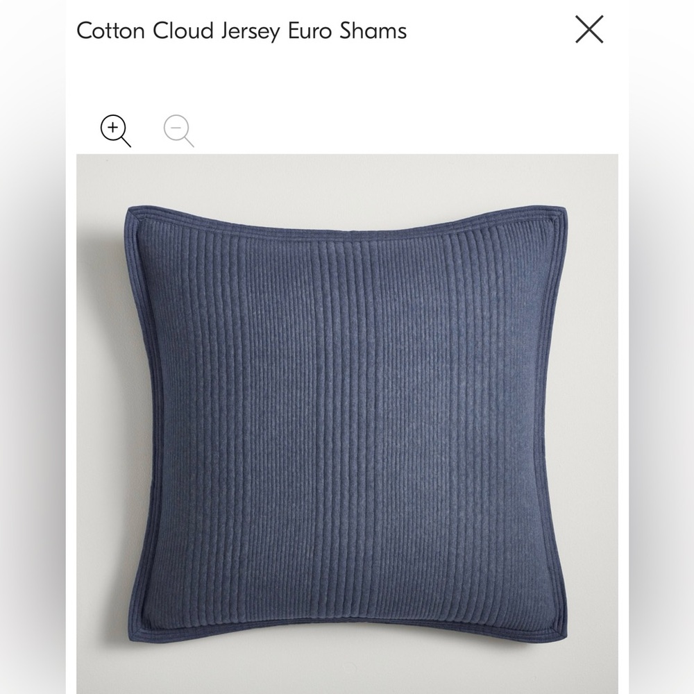 2 NWT West Elm Cotton Cloud Jersey Euro Shams in Midnight Blue